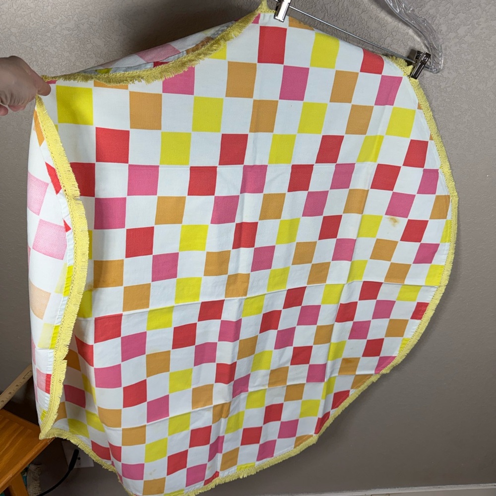 Colorful Checkered Round Tablecloth